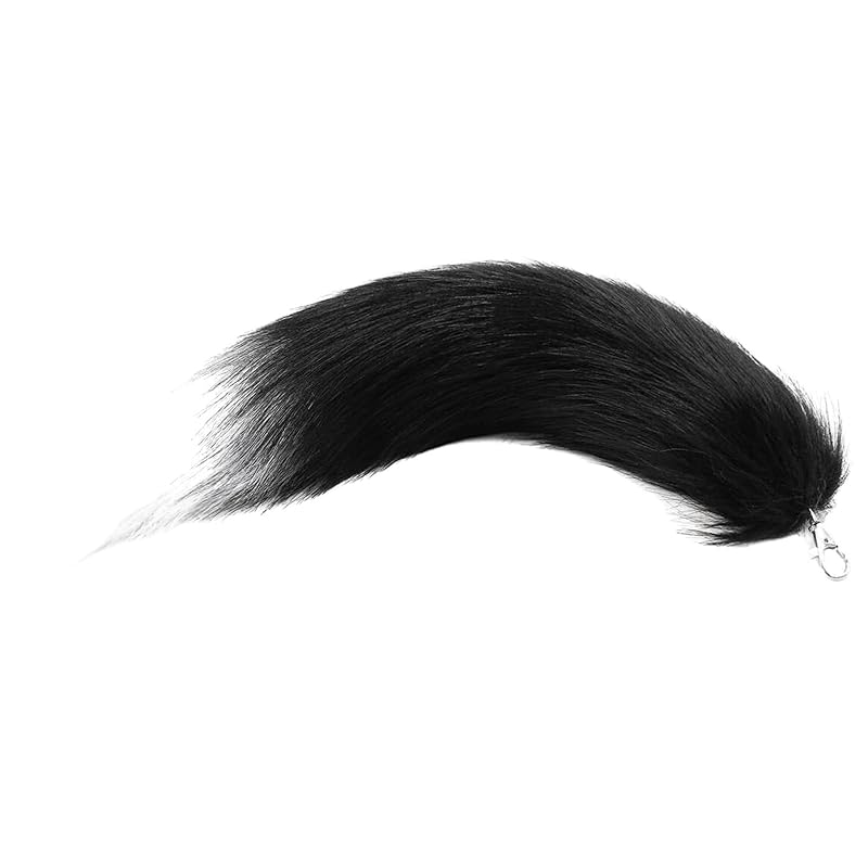 

[MARUHADO] animal fluffy tail gal Tail key ring fur cosplay fox butt charm fox tail black & white