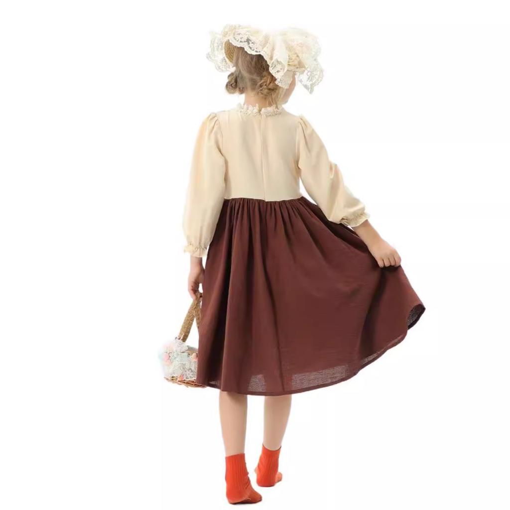 Halloween Children's Costume Ethnic Vintage Court Medieval Pastoral Farm Girl Princess Dress