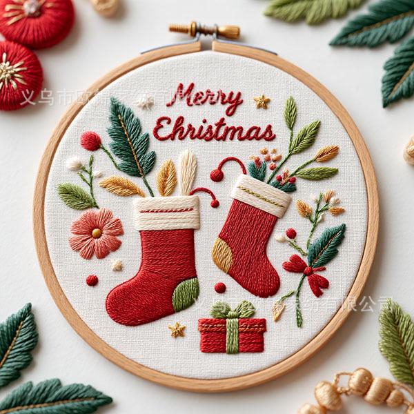 2025 Handgemachtes Weihnachtsstickerei DIY-Set - Englische Anleitung