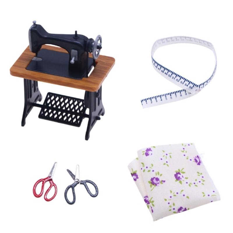 

Nostalgic Miniature Sewing Machine Set Dollhouses Accessory Perfect for Retro Enthusiasts and Unique Home Decors жёлтый