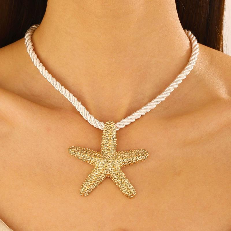 Starfish & Seashell Beach Jewelry Set: Earrings & Necklace for Summer Vacation