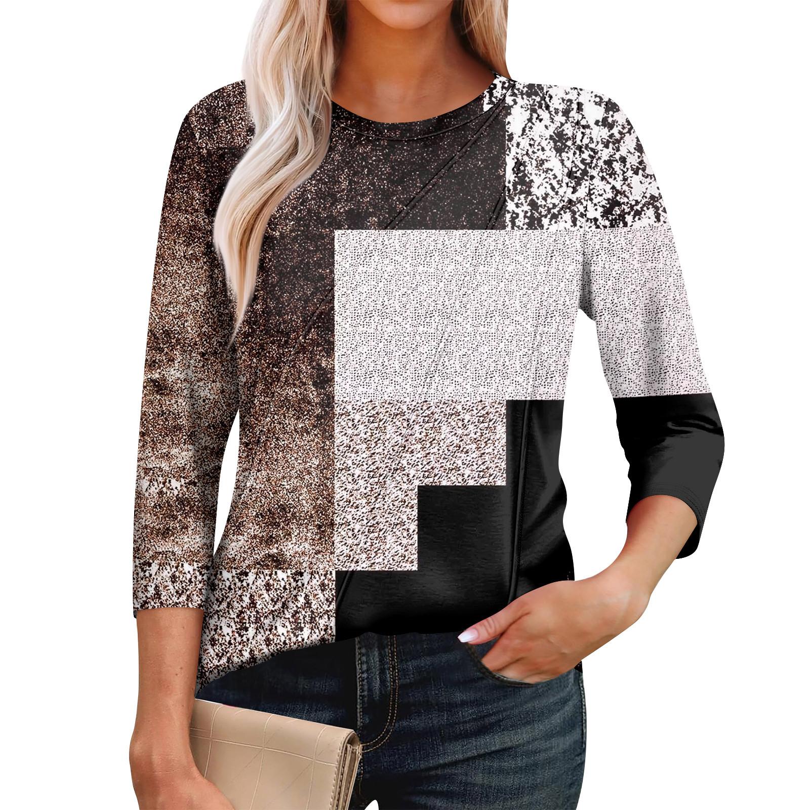 

Женская мода повседневные топы с рукавом 3/4 плиссированные модные топы футболки L чёрный