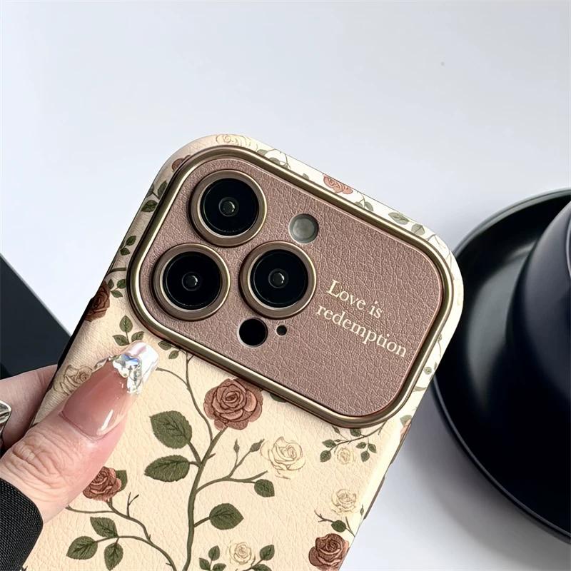 Coque de téléphone motif floral Pour iPhone 11/12/13/14/15/16/17ProMax