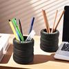 1pcs Fun Tire-Shaped Pen Holder -PVC Desk Organizer, Ideal for School and Office Supplies, Painted Finish, Office Supplies
