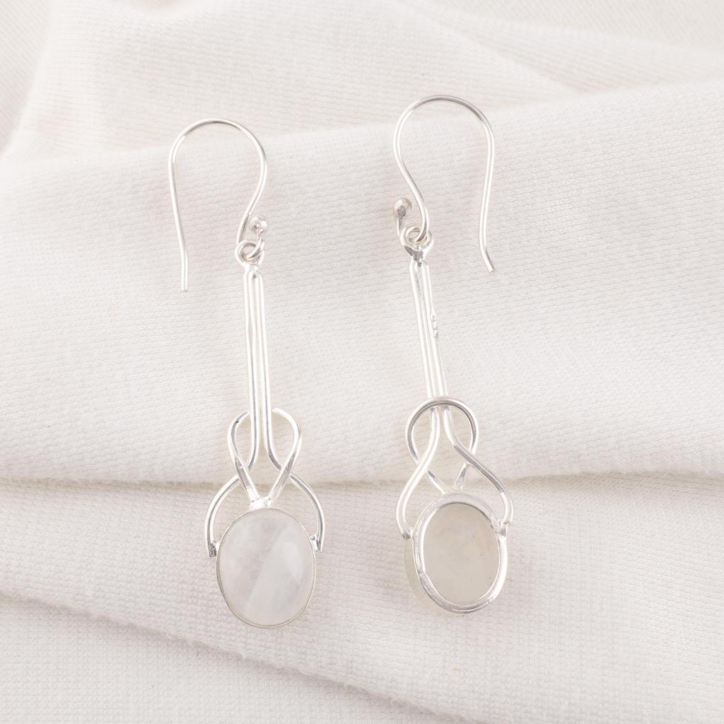 Regenbogen-Mondstein Ohrringe Edelsteinschmuck, 925 Sterlingsilber Ohrringe, Handgefertigte Alltags-Schmuckohrringe