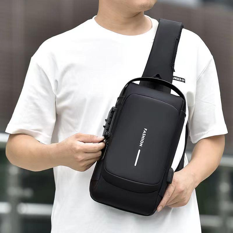 Bandolera de Pecho Antirrobo de Gran Capacidad para Hombre con Cierre de Contraseña - Bolso de Hombro Multifunción para Motocicletas o Uso Casual