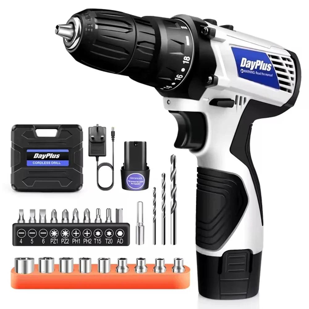 

Cordless Drill Driver Kit with Battery,2 in 1 Electric Screwdriver Driver Tool Kit 45 N.m, Dual Speed 3/8 Inch Keyless Chuck