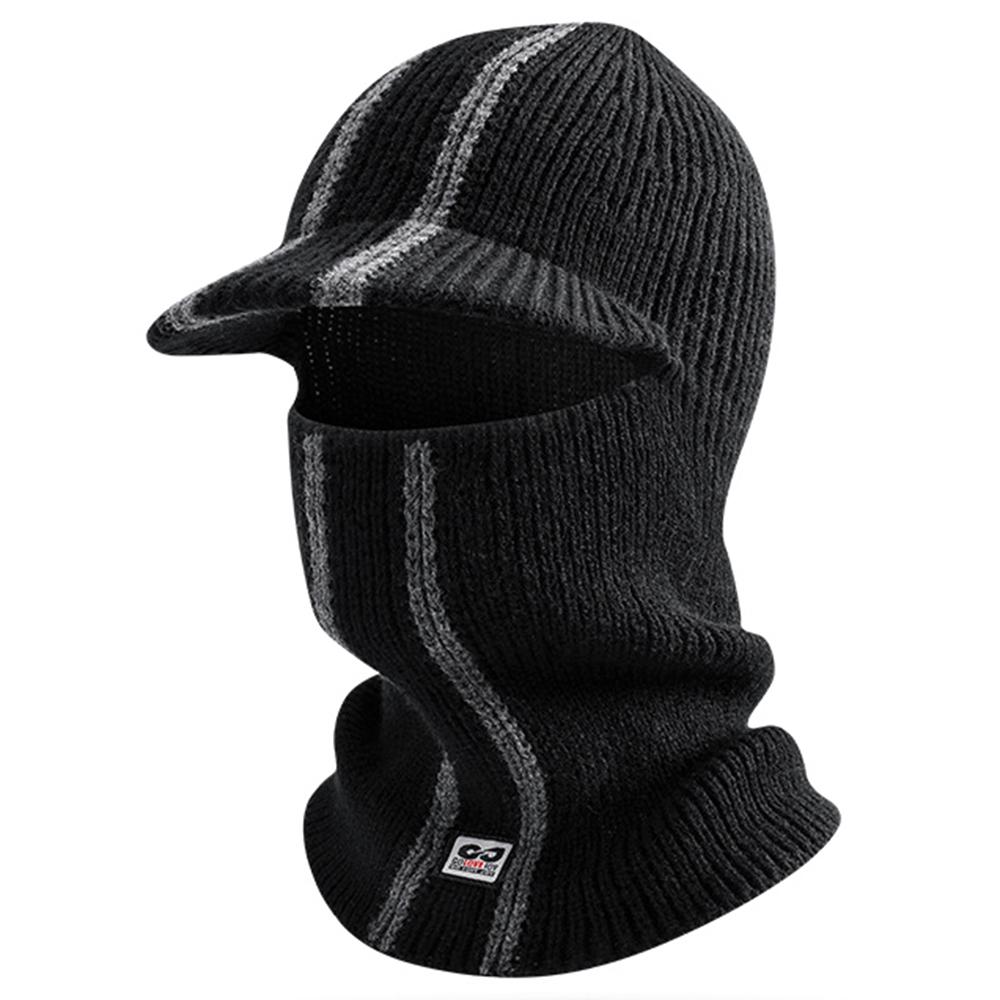 GOLOVEJOY DMZ112 Winter Beanie Hat with Brim for Skiing Cycling Face Mask Neck Warmer Knitted Headwear B