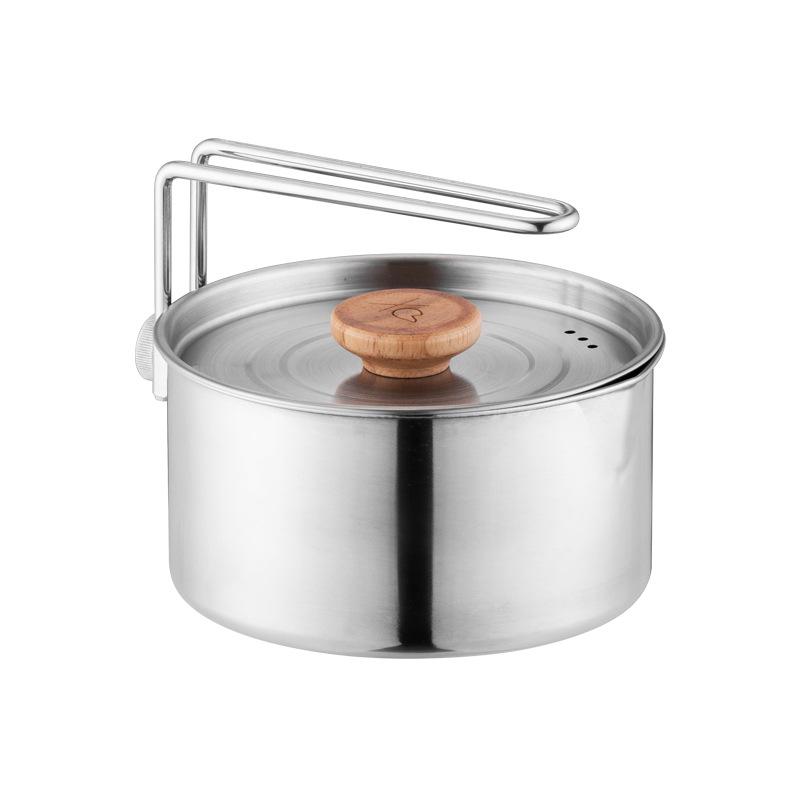 STARCAMP 1000ml Camping Cup Stainless Steel Cooking Foldable Outdoor Camp Cook Pot Cookware светло-серый