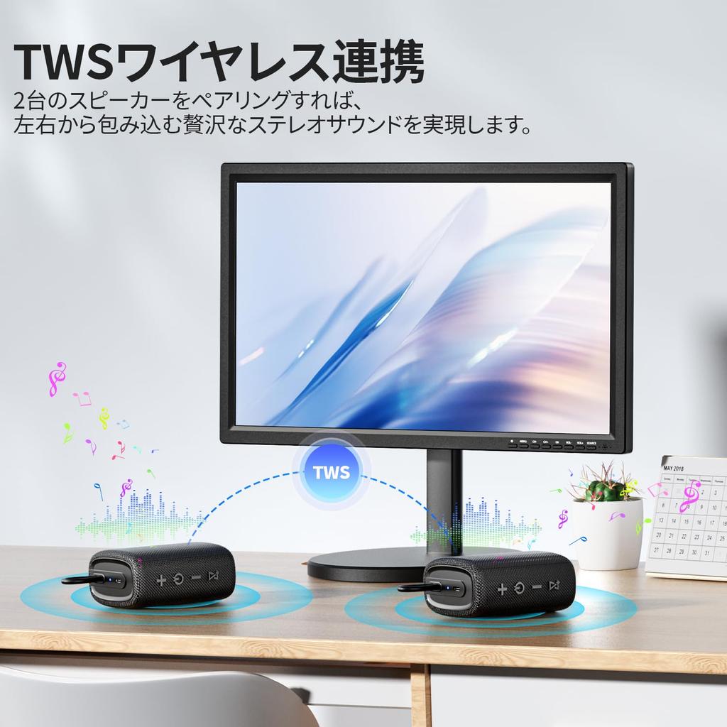 Portable Bluetooth TWS 18 Hours of Continuous Compatible with Compact, Speaker, Desobry, Playback, USB/Type-C Charging, Android/IOS