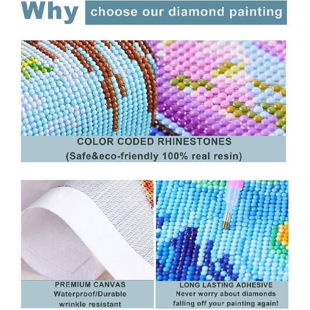 GemZono 3 Pieces Tarot Sun Moon & Stars Adult Diamond Painting Kit, 5D Diamond Art Round Full Diamond Painting Kit, Polka Dot Diamond Digital