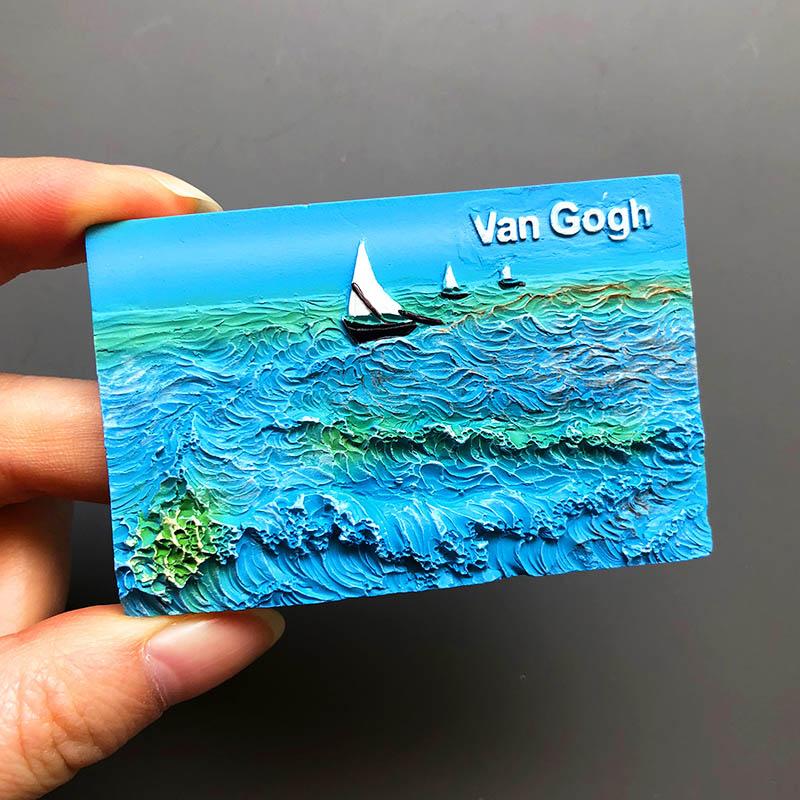 Cartoon Van Gogh Resin Refrigerator Paste Fridge Magnet Magnetic Paste Creative 3d Refrigerator Room Decoration Collection Gifts