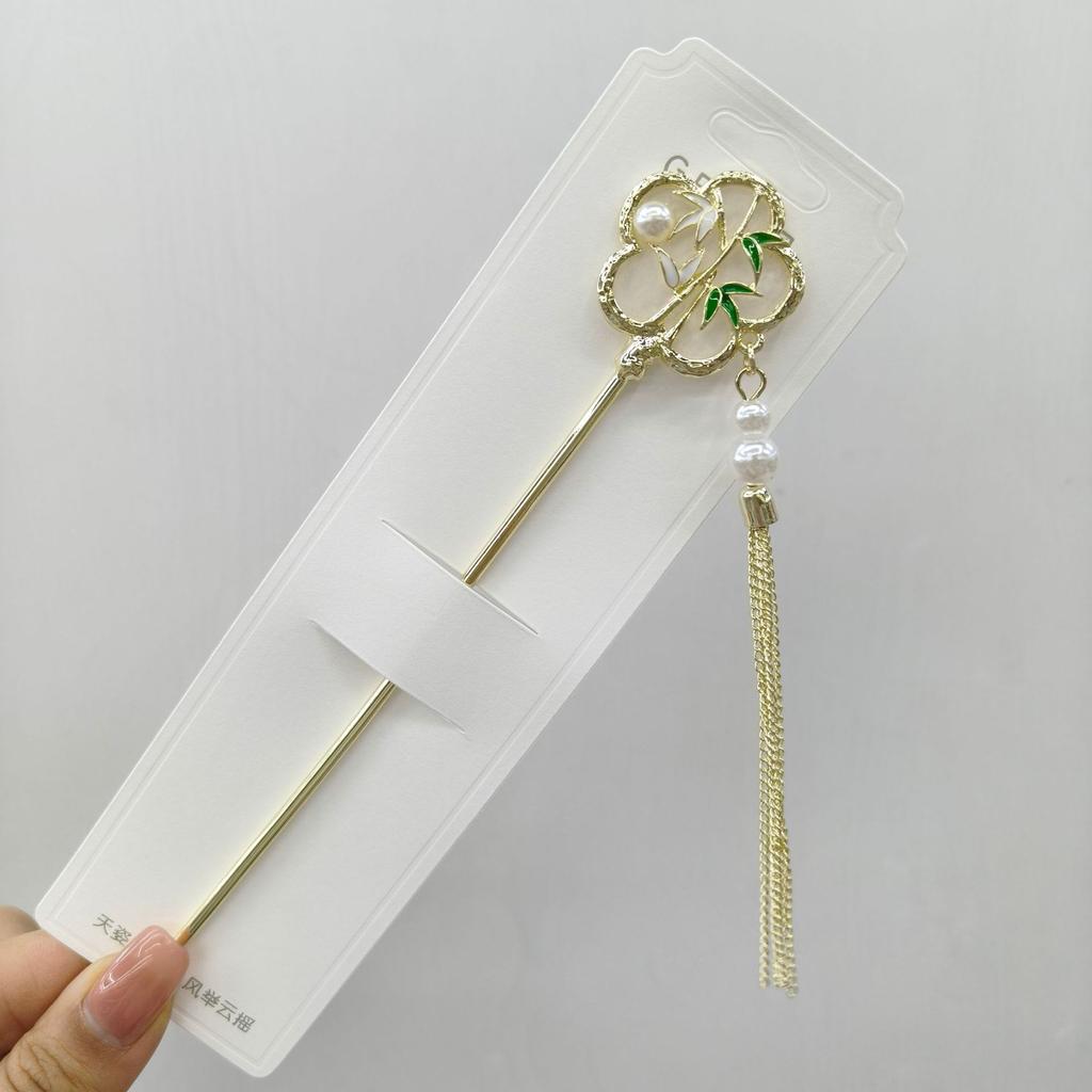 Fairy Flower Tassel Hairpin For Women Handmade Oil Dripping Floral Hair Stick Jewelry Metal Hair Accessories Girls Hair Pin 1pc