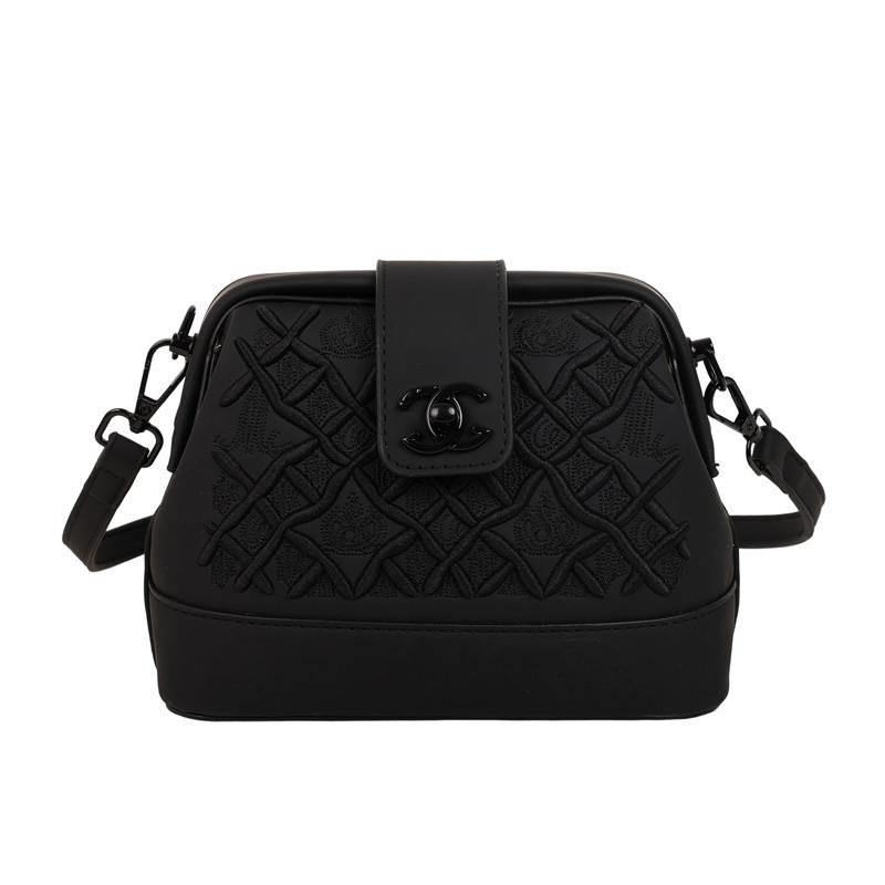 Tung Industri Broderi Skalväska Dam Ny Premium Texturerad Broderitråd Enfärgad Axelväska Crossbody