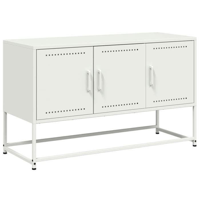 VidaXL Meuble TV blanc 100,5x39x60,5 cm acier, support TV, buffet TV, meuble multimédia, banc TV, armoire hifi, centre de 846481