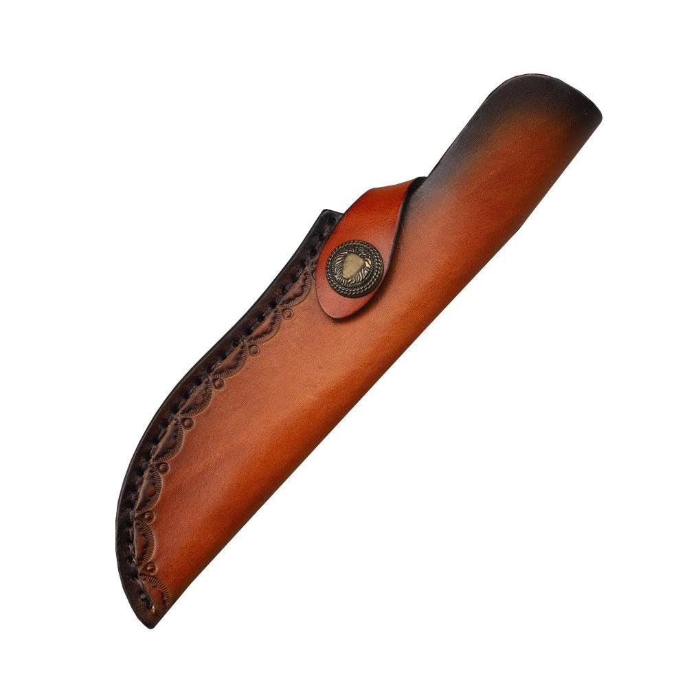 23cm Nóż z ostrzem stałym Pochwa Tłoczona skóra bydlęca Najwyższej jakości skóra licowa Nóż kempingowy Etui myśliwskie Kabura z klamrą do paska