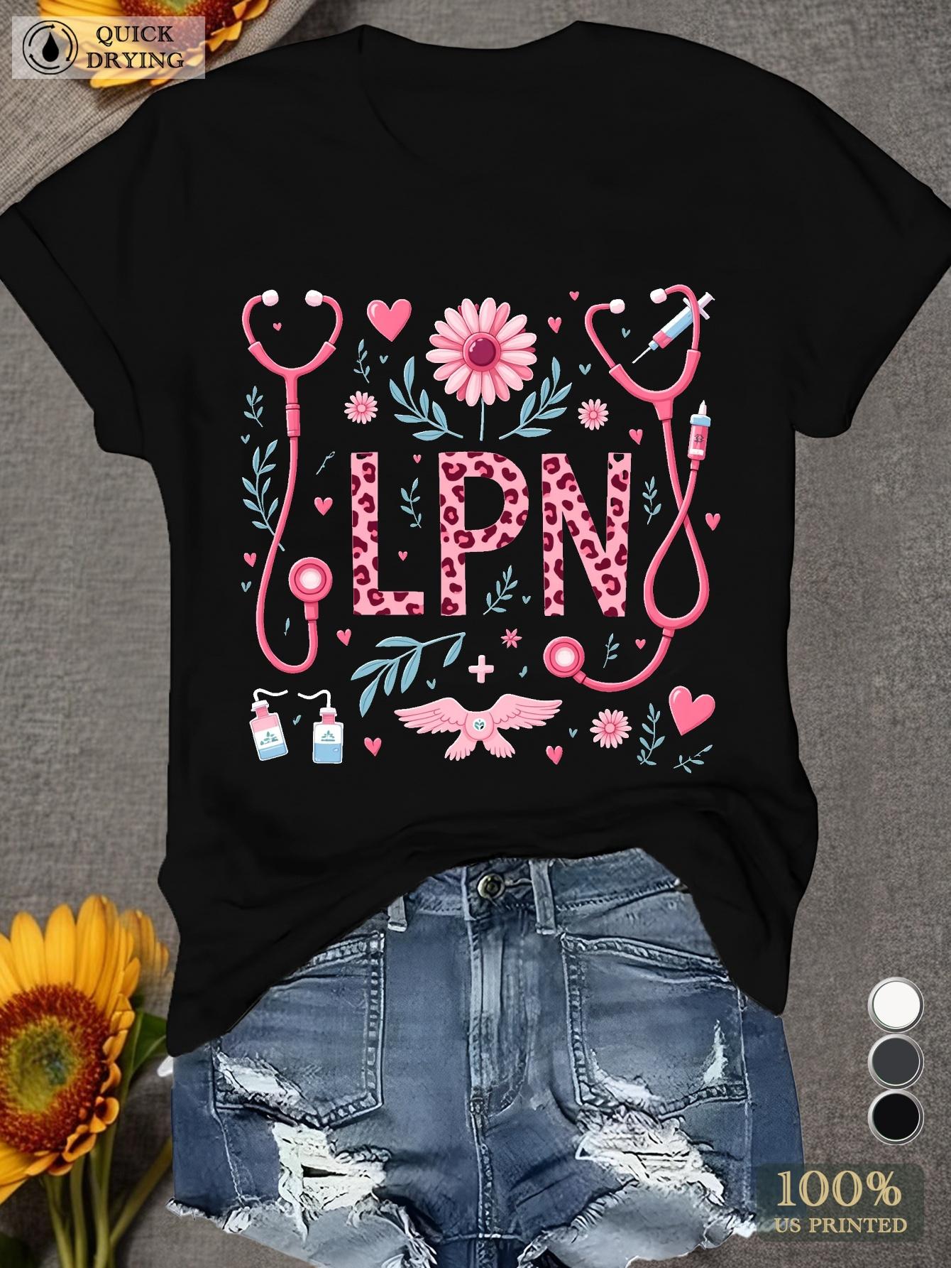 LPN Floral Stethoscope Nurse Life T-shirt S