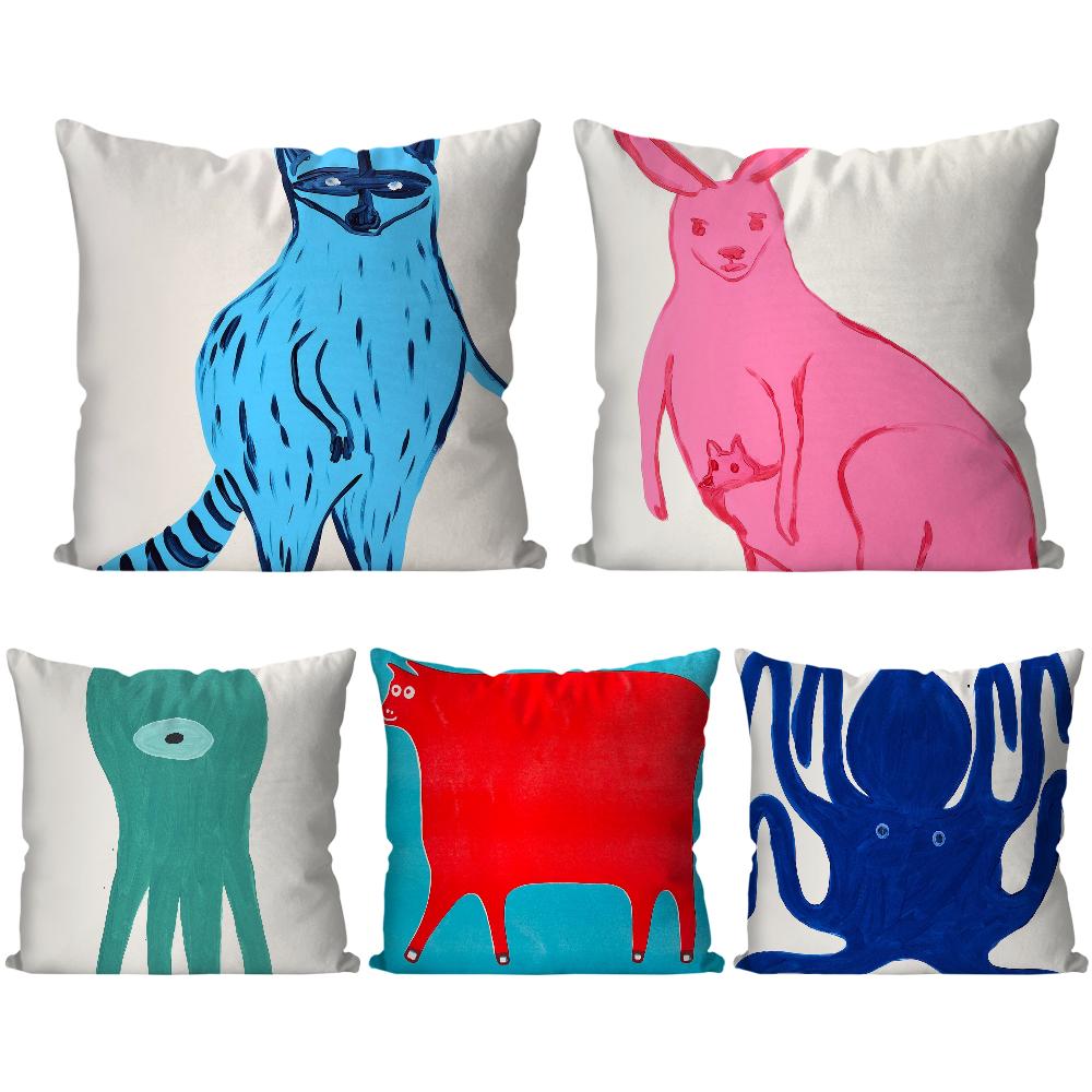 David Shrigley Kunst Malerei Kissenbezug Quadratisches Kissen Schlafzimmer Sofa Freizeit Komfort Kissen Auto Wohnzimmer Heimdekoration 40X40