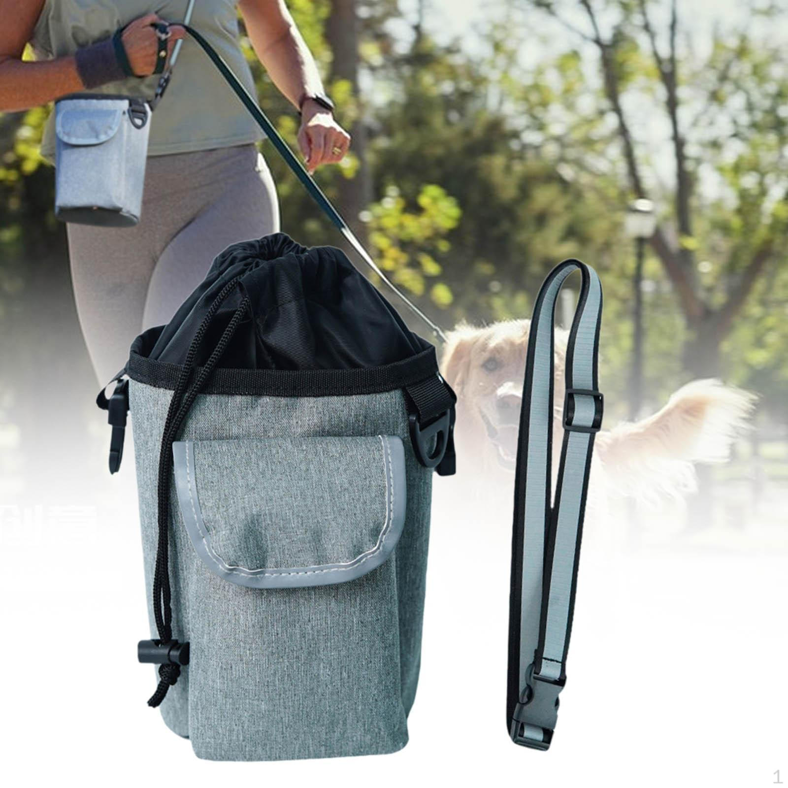 

Dog Training Treat Pouch Practical Adjustable Reflective Waist Belt Drawstring Closure Lightweight серый