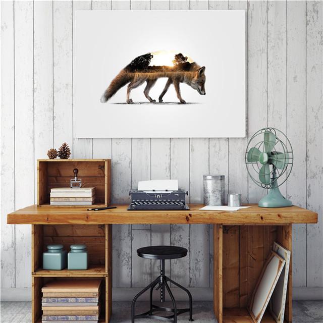 Scandinavian poster, canvas, flying eagle, forest, natural silhouette, wall art print, home decoration, oil painting without frame