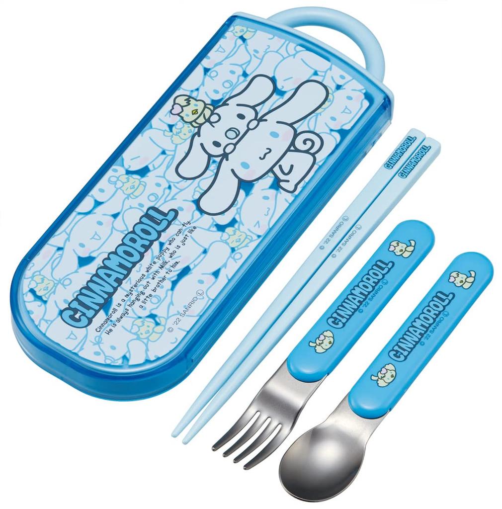 Skater Trio Set of and Featuring Cinnamoroll and Sanrio for Made In Chopsticks, Spoon, Fork, Ushiro-Shiro, Design, Children, Antibacterial, Japan,