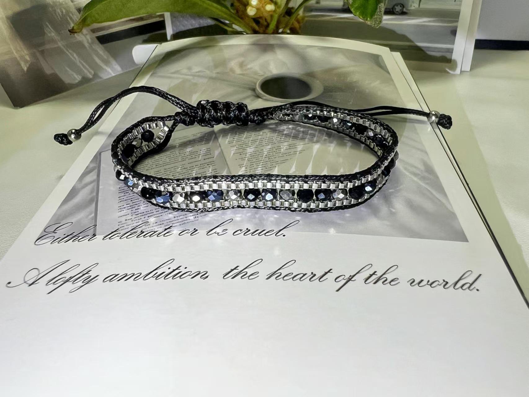 Европейский и американский плетеный вручную кристальный ретро этнический браслет дружбы для женщин