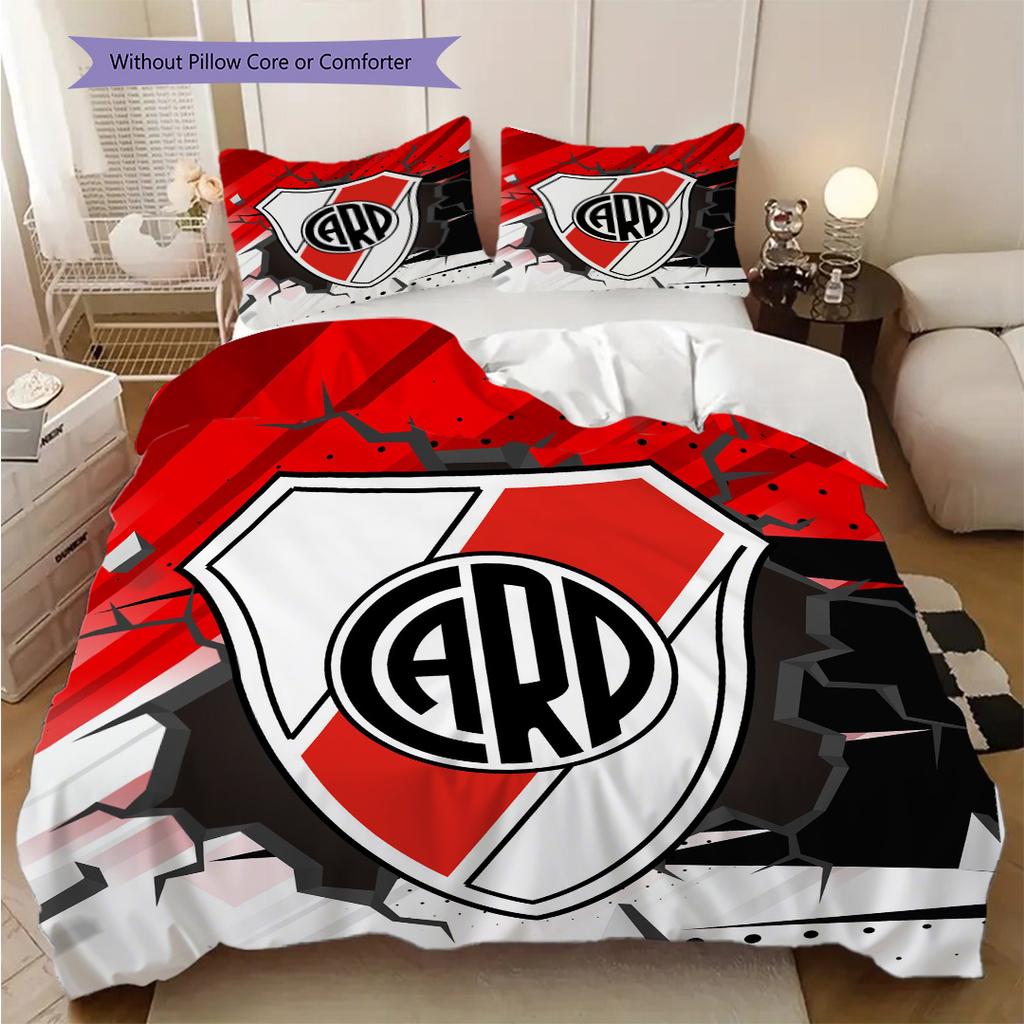 River Plate Logo Pattern Bedding Quilt Set Quilt Cover Pillowcase Home Decoration Birthday Gift (1 * Duvet Cover + 2 * Pillowcase, Without Core)