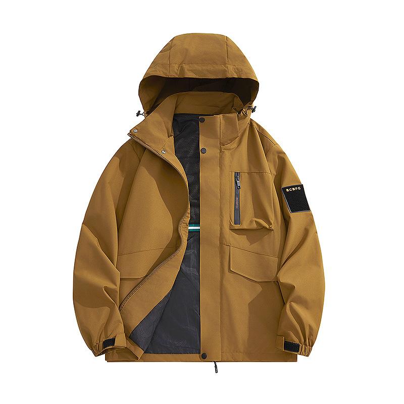 New Autumn Hooded Single Layer Outdoor Handsome Workwear Couple Style Mountaineering Suit
