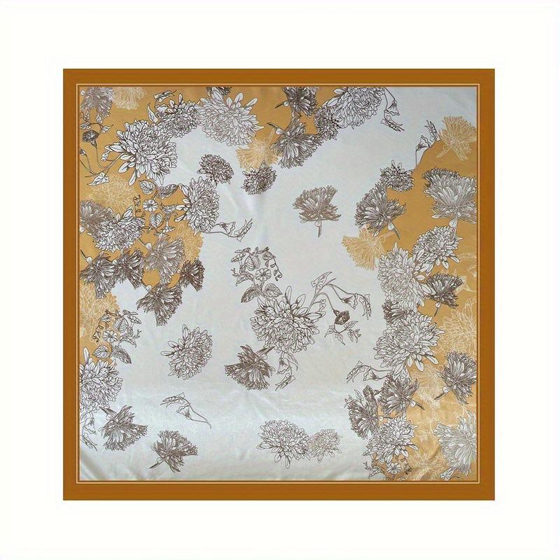 90 * 90cm Silk Scarf Women's Square Scarf New Printed Retro Baotou Scarf Satin Scarf