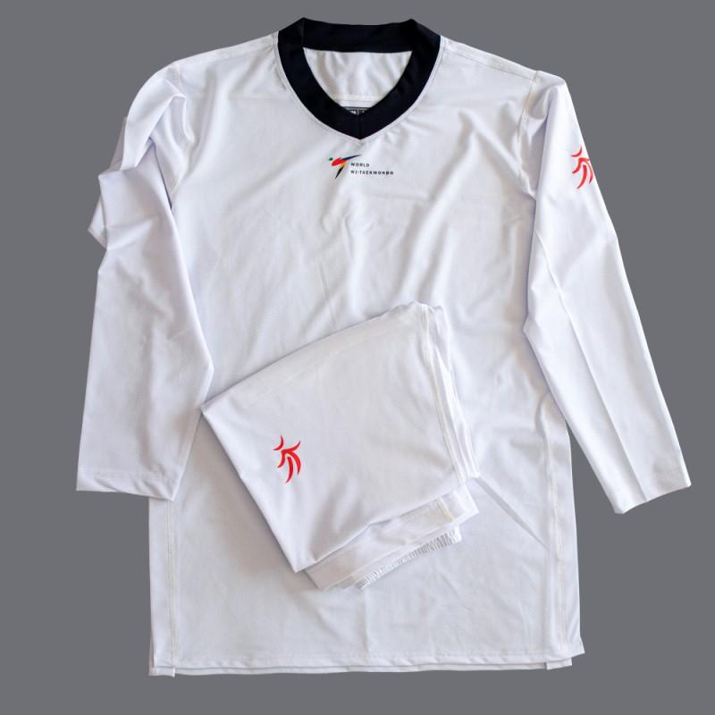 Schnelltrocknende Stretch-Passform Taekwondo-Uniform Training Wettkampf Anpassbarer Druck Weiß