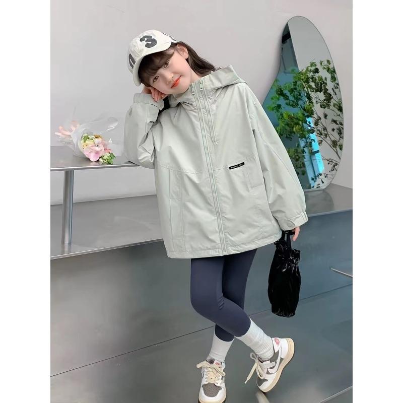 Girls Hooded Sports Windbreaker Jacket Kids Casual Outdoor Children Coat