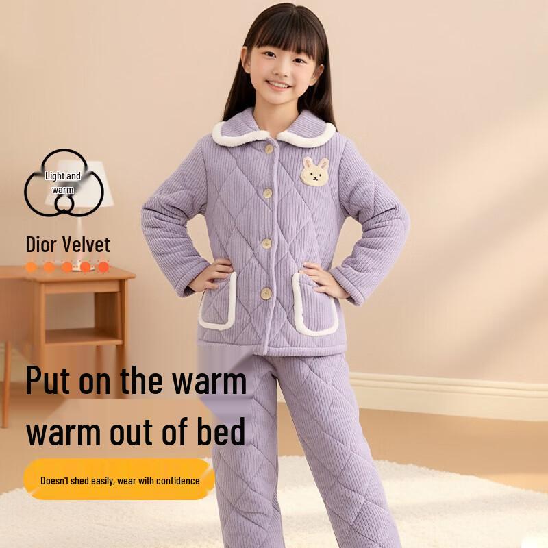 Girls  Cartoon Flannel Pajama Set 140