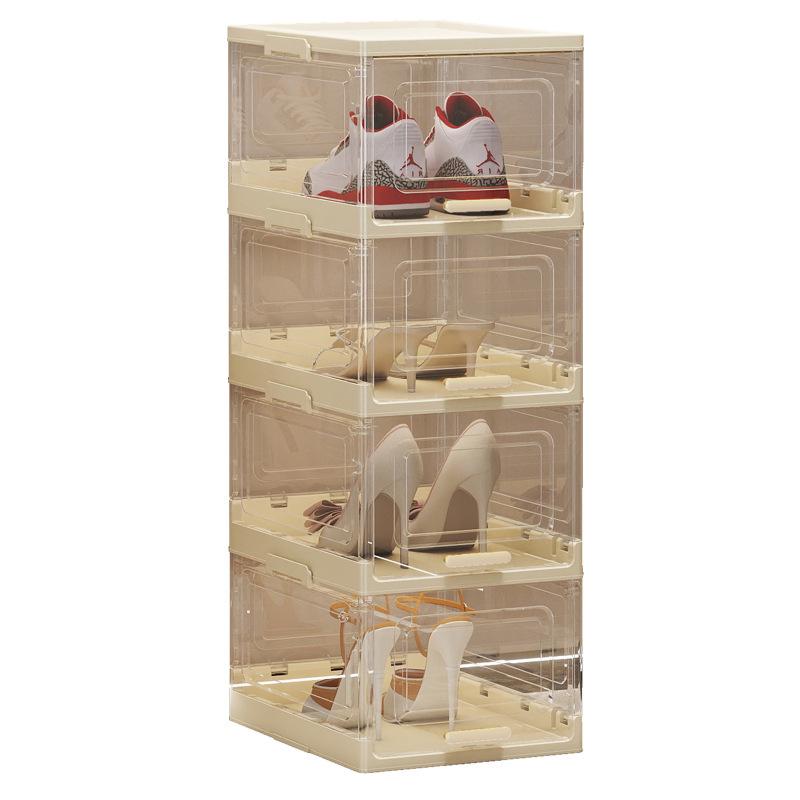 Clear Foldable Luxury Shoe Cabinet with Flip-Top Dustproof Design for Sneaker Storage