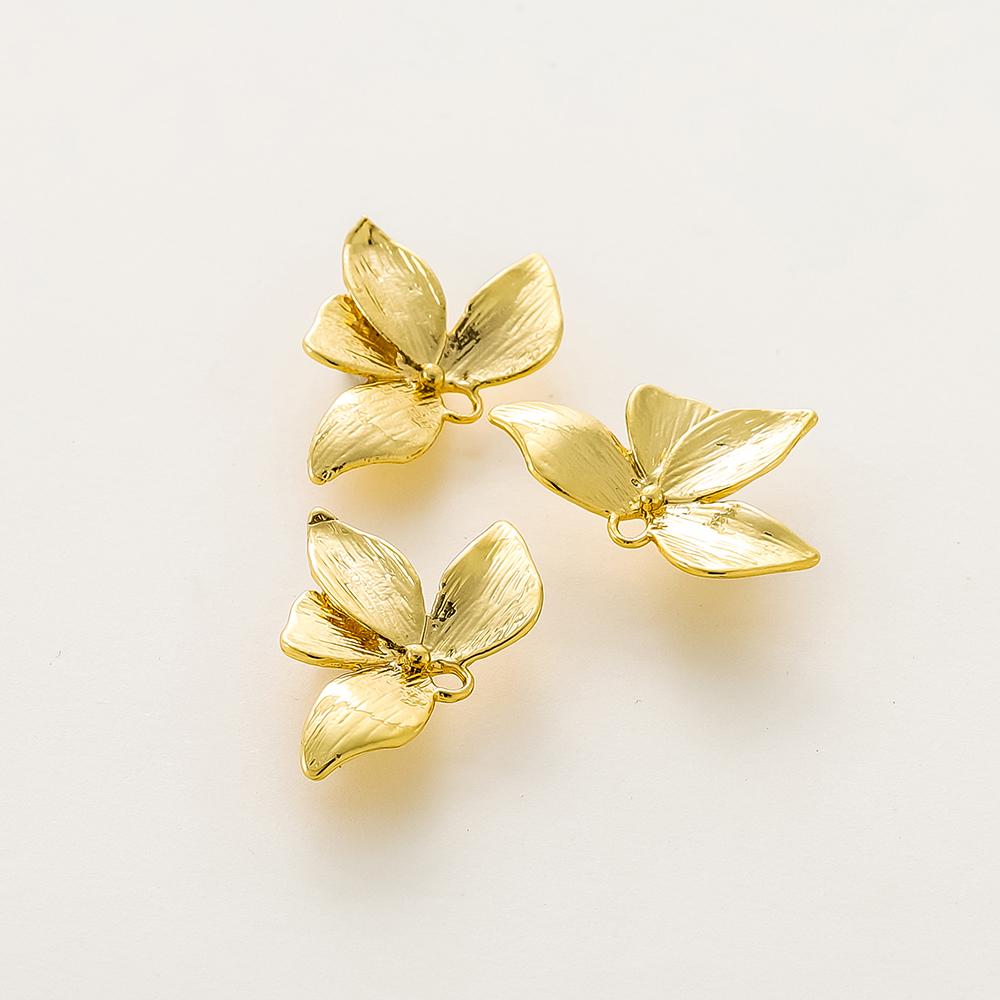 6pcs/lot 14K 18K Gold Plated Leaves Charm Brooch Pin Pendants Earings Decorate Pendants For DIY Jewelry Handemade Supplies