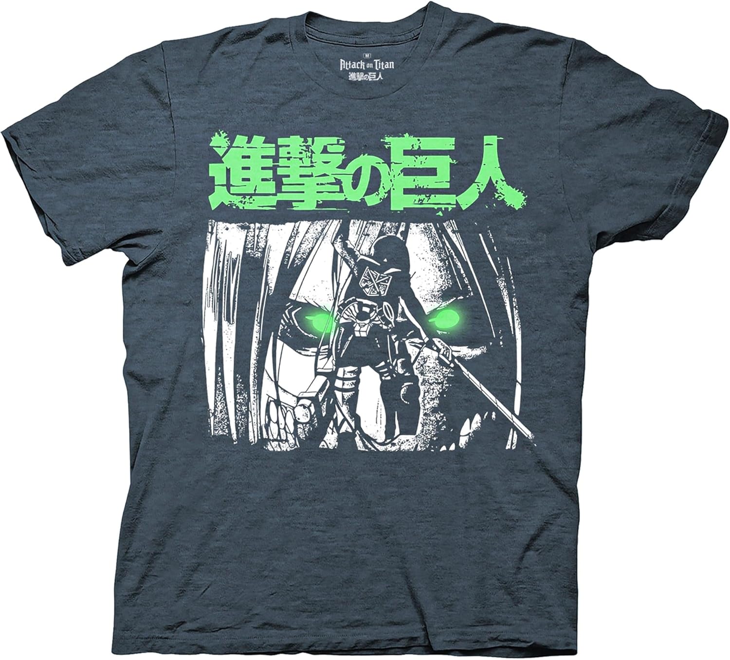 Attack on Titan Levi Ackerman Green Eyes Adult T-Shirt Heather Navy Officially Licensed Unisex T-Shirt S