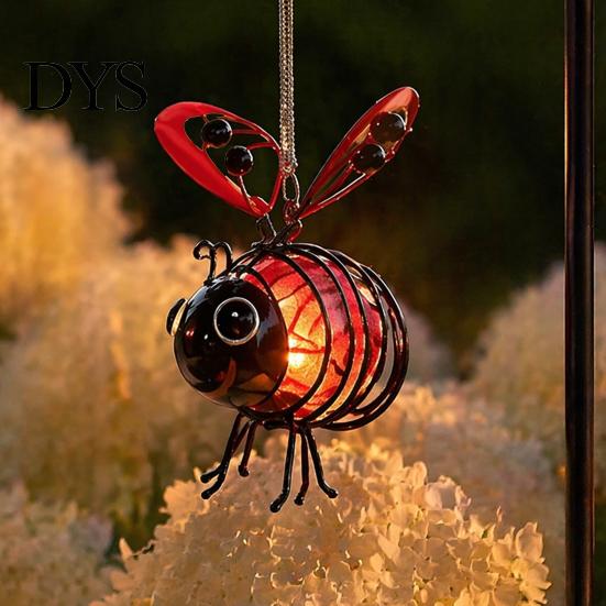 Solar Powered Outdoor Bee Lights Garden Light, Solar-Powered Metal Lantern, Waterproof Pastoral Style Backyard Illumination Hanging Light for