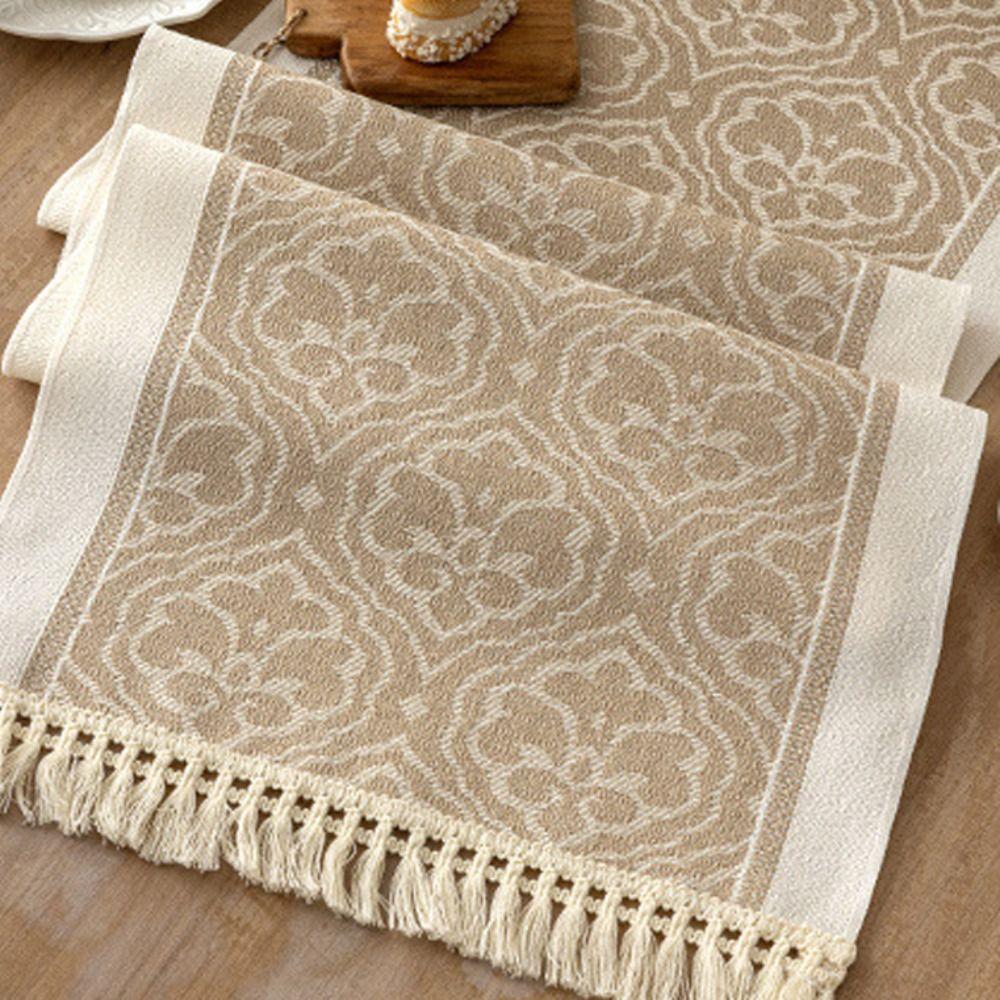 Jacquard Ethnic Style Table Runner with Tassel Tablecloth Table Flag Table Cover  Table Decor