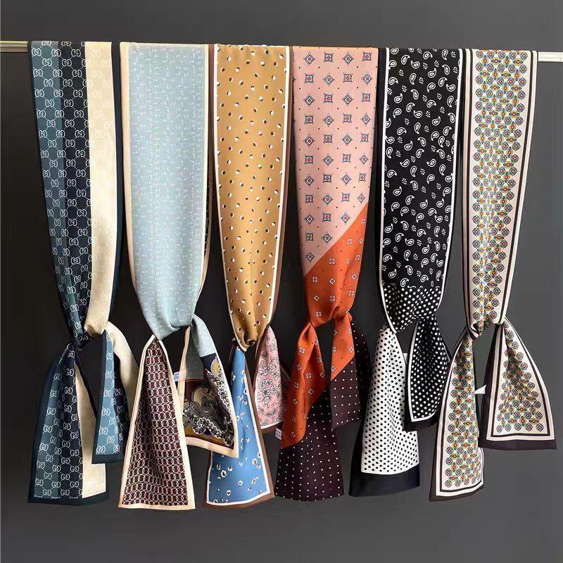 Big Brand Double-sided Printed Long Headband Silk Scarf Hin Scarf Ribbon Tie Bag Decoration Suit Scarf Waist Belt Multi Function