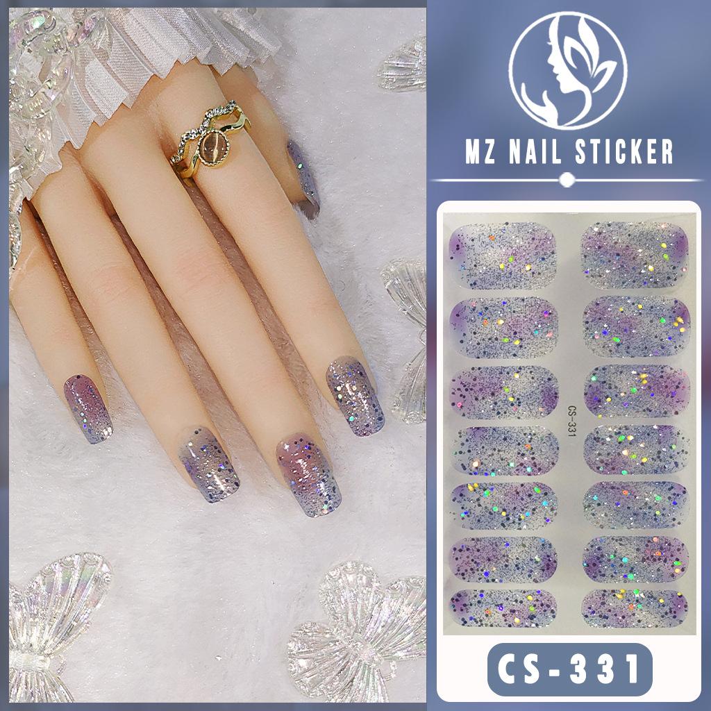CS Color Green Onion Powder Four-color All-Green Onion No-Bake Gel Nail Polish Film All Ice Flash Nail Polish Film Paper Nail Nail Sticker