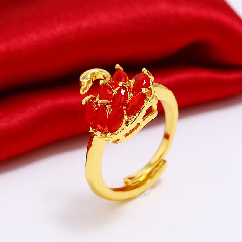 

Мода легкой роскоши Вьетнамское песочное золото циркон набор лебедь женский позолоченный имитация золота браслет ожерелье серьги-гвоздики кольцо аксессуары