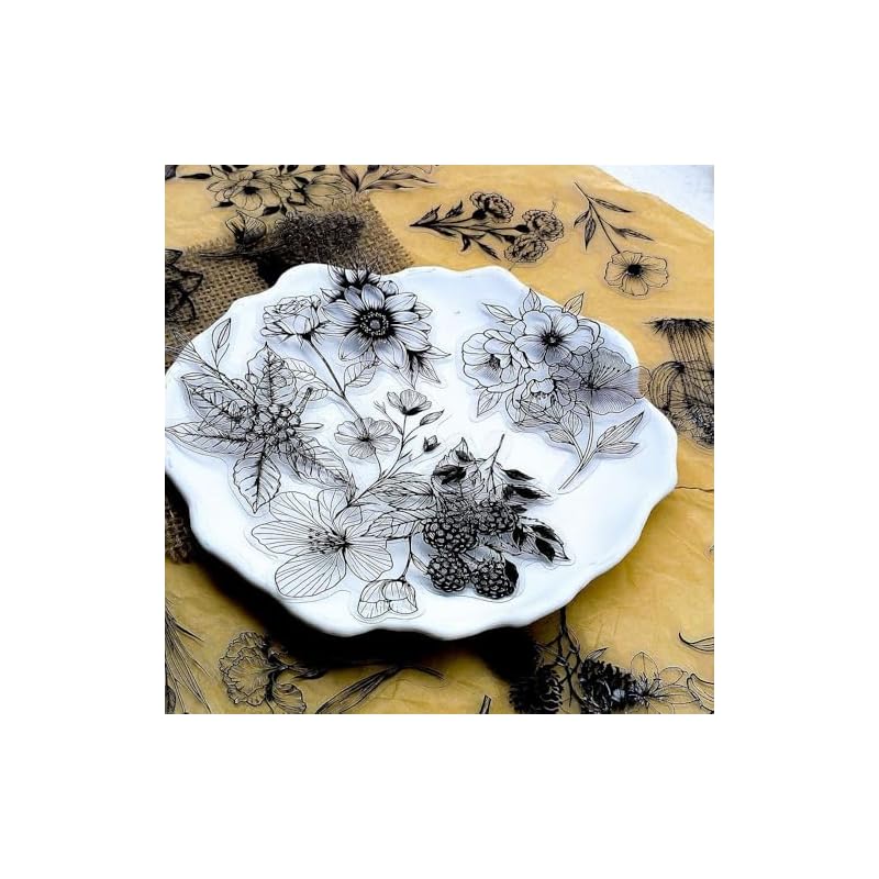 50 Blatt Schwarze, Transparente, Wasserdichte Pflanzenaufkleber, Blumen- und Pflanzenaufkleber für Scrapbooks, Tagebücher, Bastelarbeiten, Harzkunstprojekte, Planer,