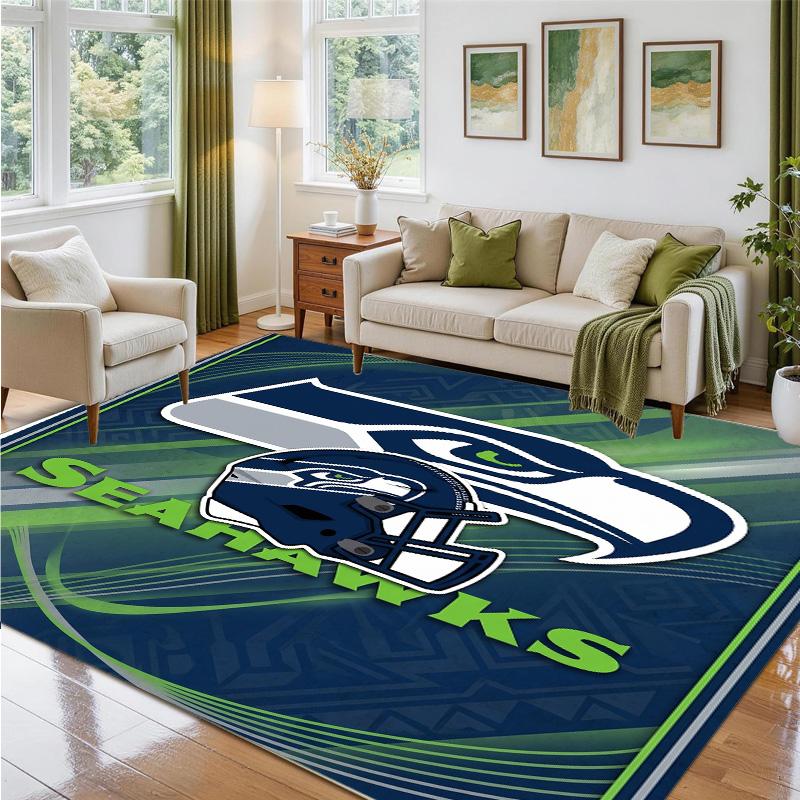 Seattle Seahawks Design Crystal Velvet Rug Soft Decorative Mat for Bedroom Entrance