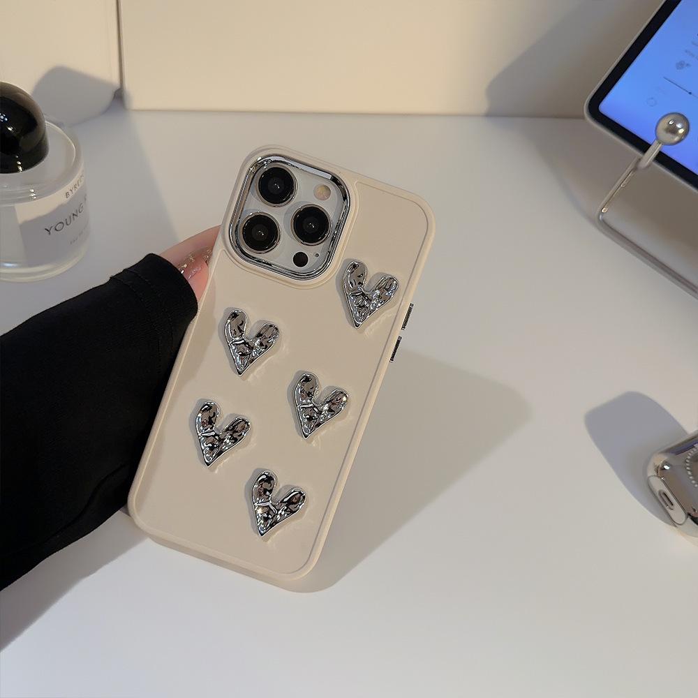 Passer til IPhone16, Enkelt telefondeksel med hjertediamant, Apple 15, Beskyttelsesdeksel 14, Pro Max, Eksklusiv følelse 13