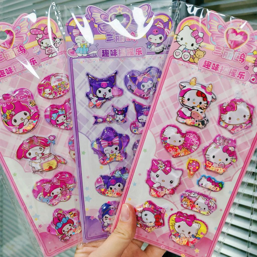 6Style Anime Kawaii Sanrio HelloKitty Kuromi 3D Shake Stickers Cute DIY Album Diary Handbook Decor School Student Stationery Toy
