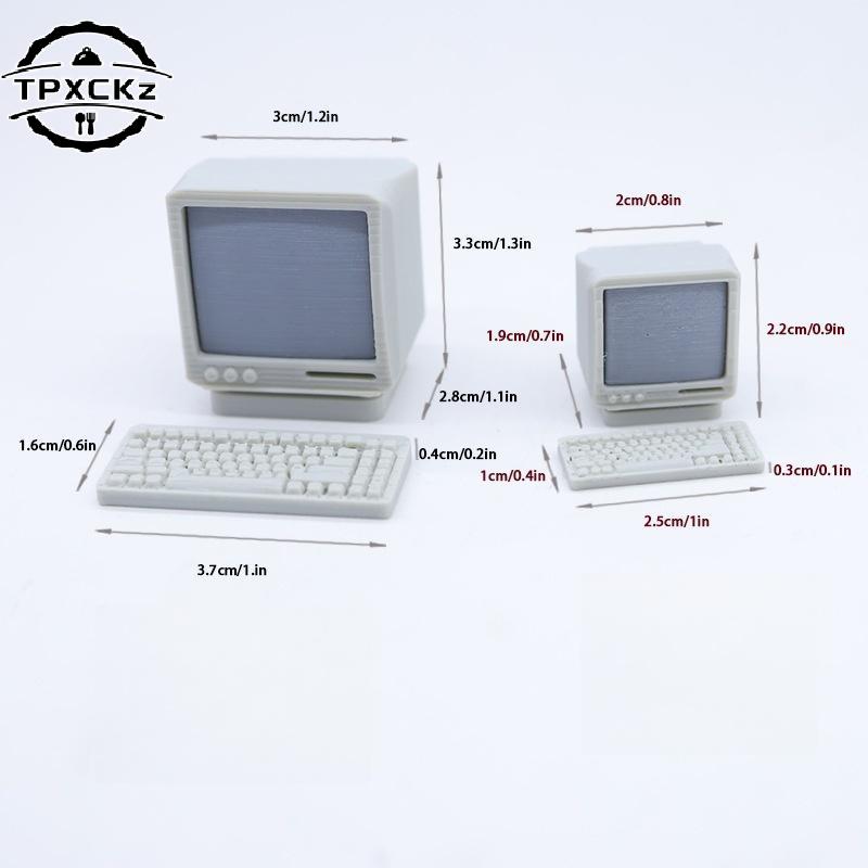 1/3 Sets 1:12/1:18 Dollhouse Mini Retro Desktop Computer Model Toys Miniature Home Scene Ornament Doll House Accessories