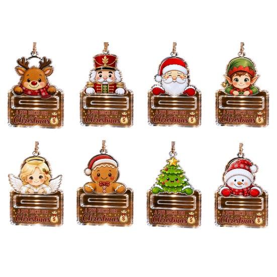 Acrylic Money Gift Holder Christmas Ornaments, Gingerbread Snowman Santa Cash Office Holiday Party for Xmas Tree, Home Decor Unique Kids