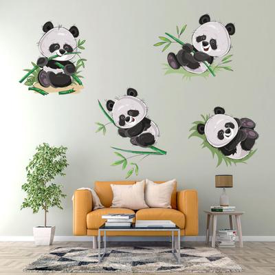 Adesivi Simpatico cartone animato Panda Mangia bambù Decalcomanie in PVC Decorazione fai da te Rimovibile Soggiorno Camera da letto Sfondo Adesivi Casa