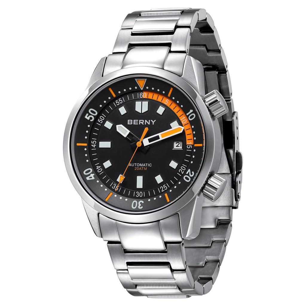 BERNY Watch Automatic Watch Diving Watch Automatic Mechanical Watch 20ATM Waterproof Sapphire Glass Super Luminous Watch Diver's Men's Men's Diver's