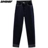 DIMANAF Plus Size damskie jesienne dżinsy solidne spodnie Harem Denim kobiece elastyczne podstawowe niebieskie spodnie z wysokim stanem Oversize moda nowe spodnie 4XL 5XL