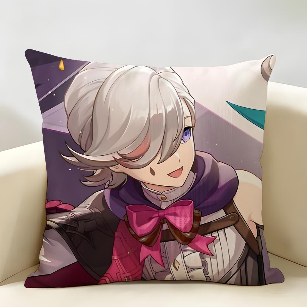 Lyney Genshin Impact Cushion Cover Natural Linen Organic Fabric DoubleSided Printing Room Sofa Decor Pillow Case